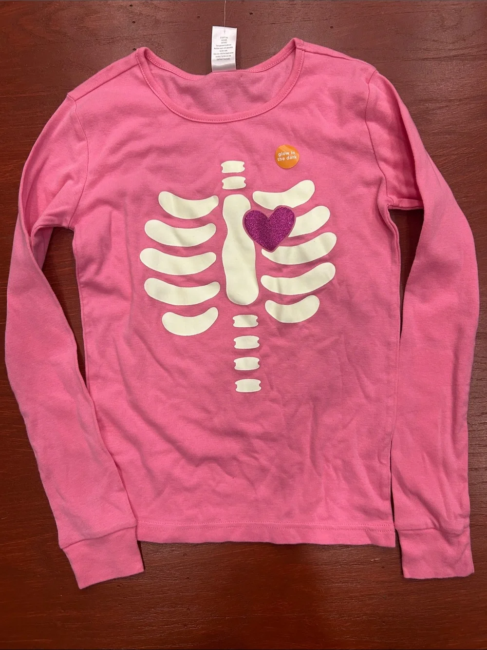 The Children's Place Pink Skeleton Heart Pajama Set with Glitter Accent